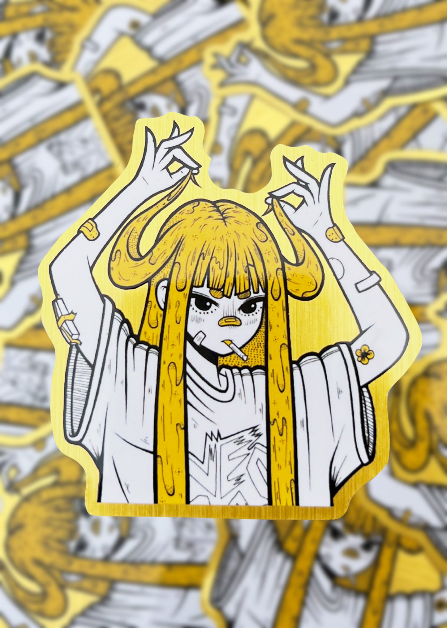 Devil Girl Brushed gold sticker