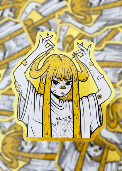 Devil Girl Brushed gold sticker