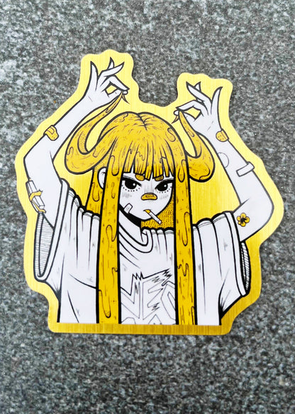 Devil Girl Brushed gold sticker