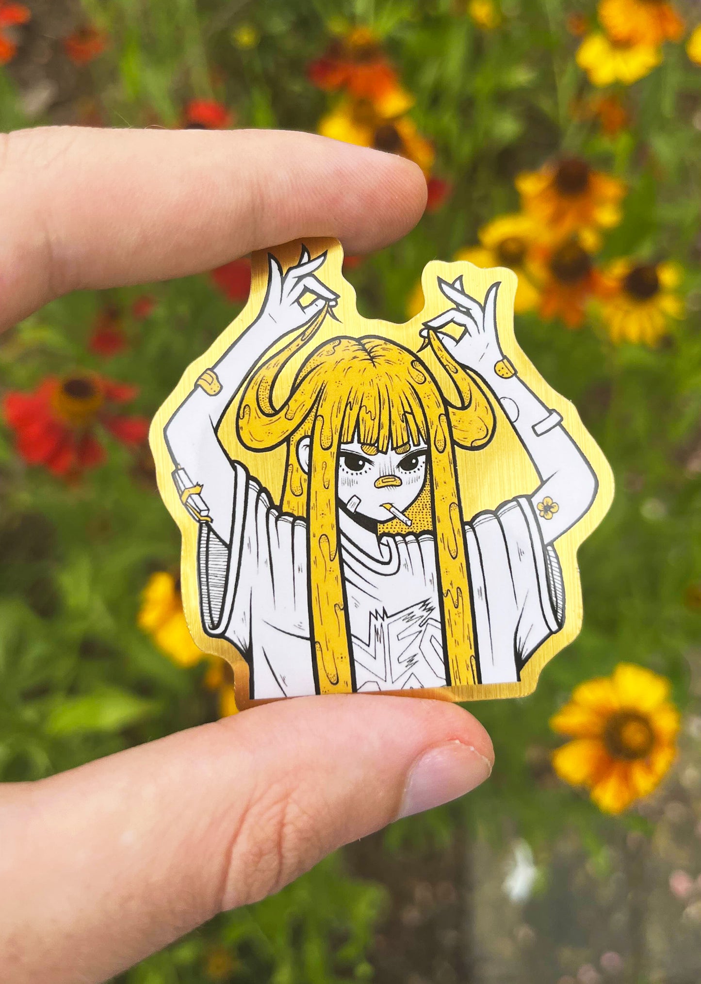 Devil Girl Brushed gold sticker